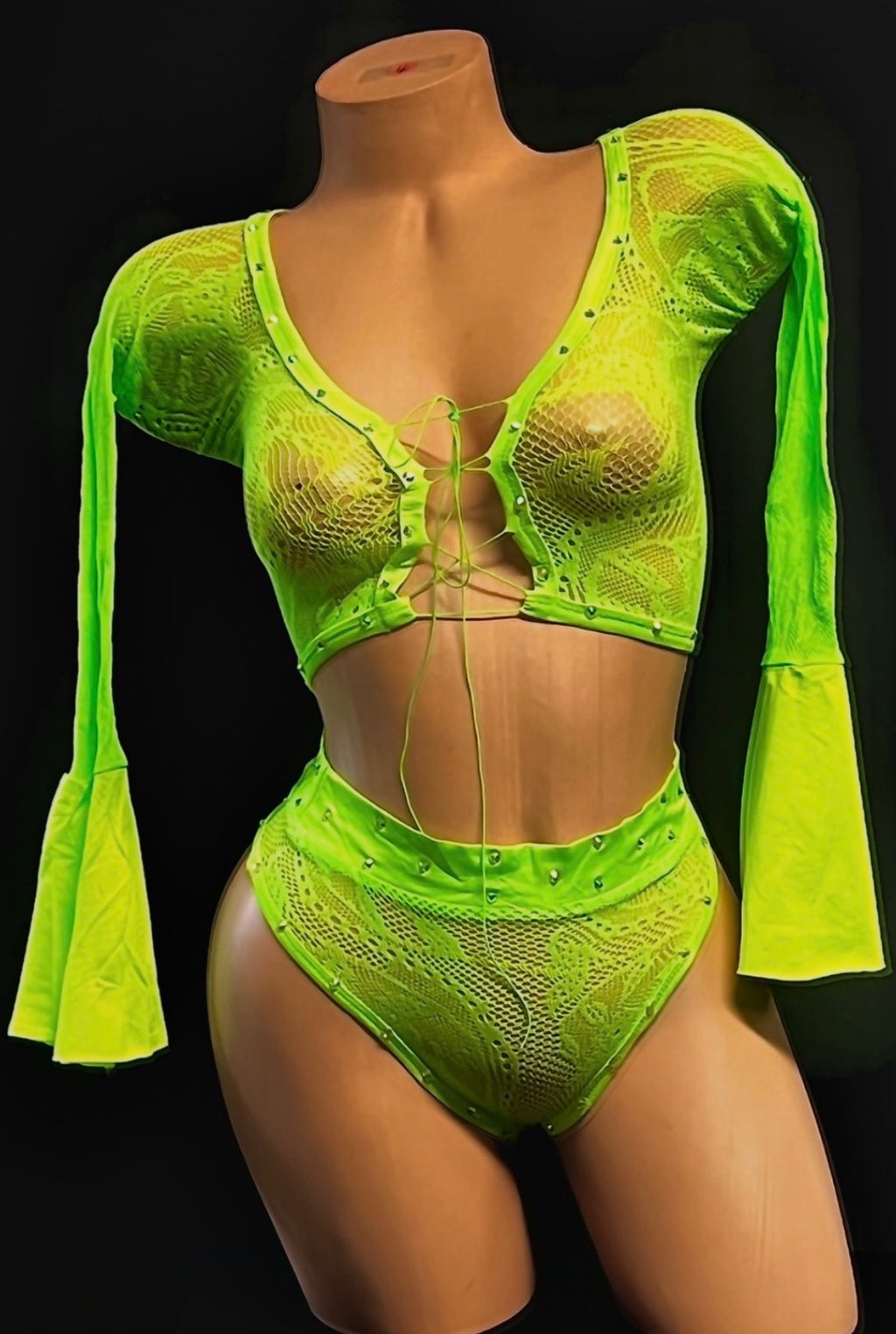 Neon Green 2pc with Bling