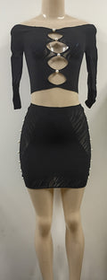 Nylon 2 Piece Top & Skirt Set