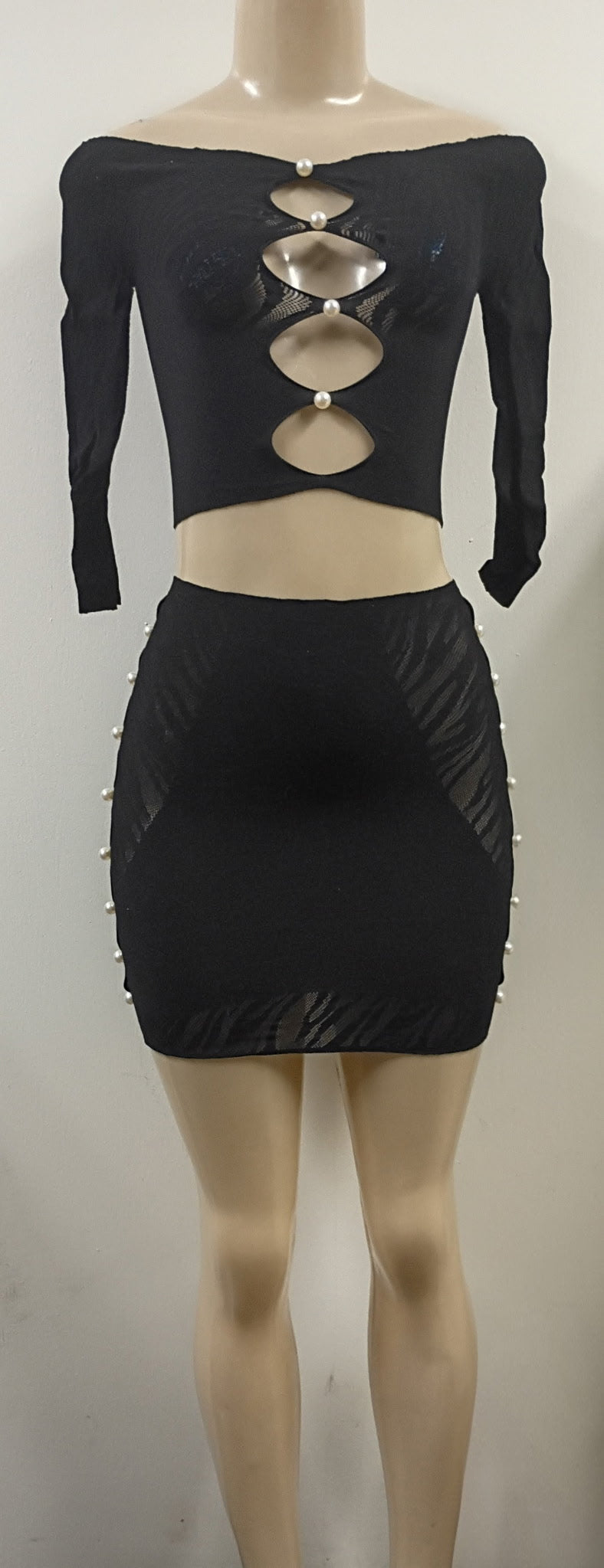 Nylon 2 Piece Top & Skirt Set