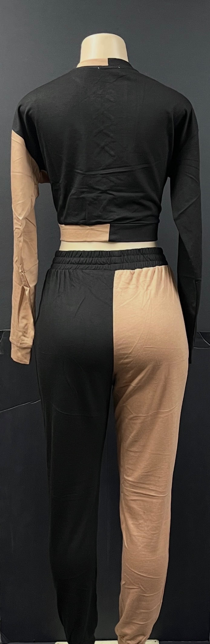 2 Piece Brown and Tan Sweat Suit